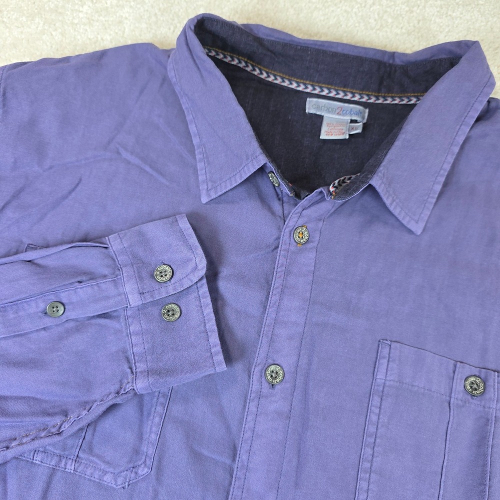 Carbon2Cobalt Button Up‎ Shirt Men XL Purple Dual Pocket Long Sleeve 133649